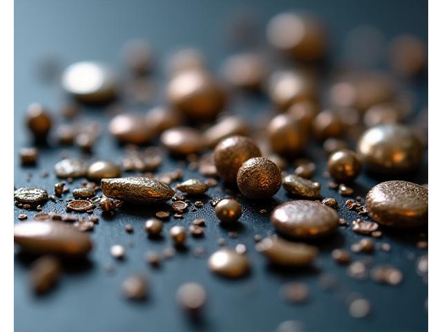 Close-up of various recycled metal fishing tackle components and raw materials